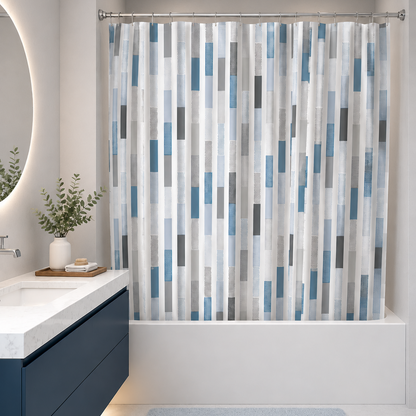 SHOWER CURTAIN PEVA STAGGERED DESIGN
