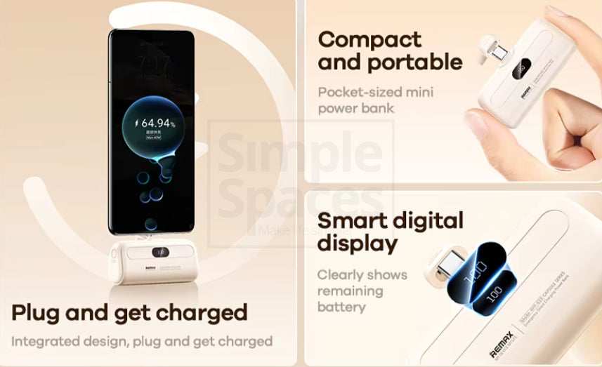 REMAX CAPSULE SERIES 2A IPH 5000mAh DIRECT CHARGING POWERBANK WHT