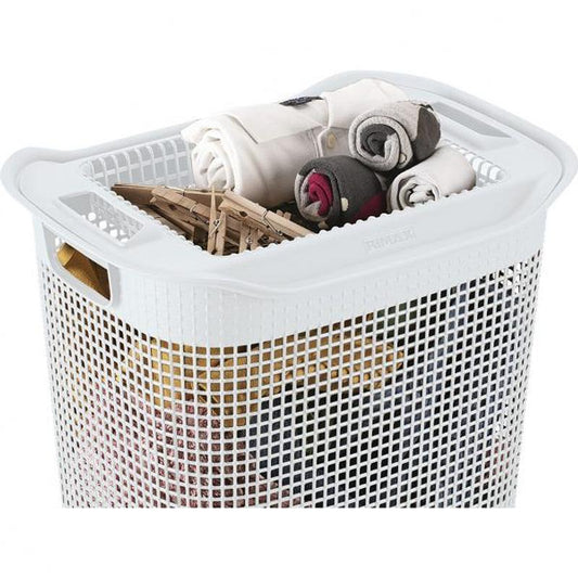 RIMAX 13.2GAL LINUM LAUNDRY HAMPER WHITE