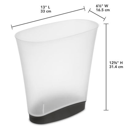 STERILITE 2.4GAL SLIM WASTEBASKET FROSTED WHITE
