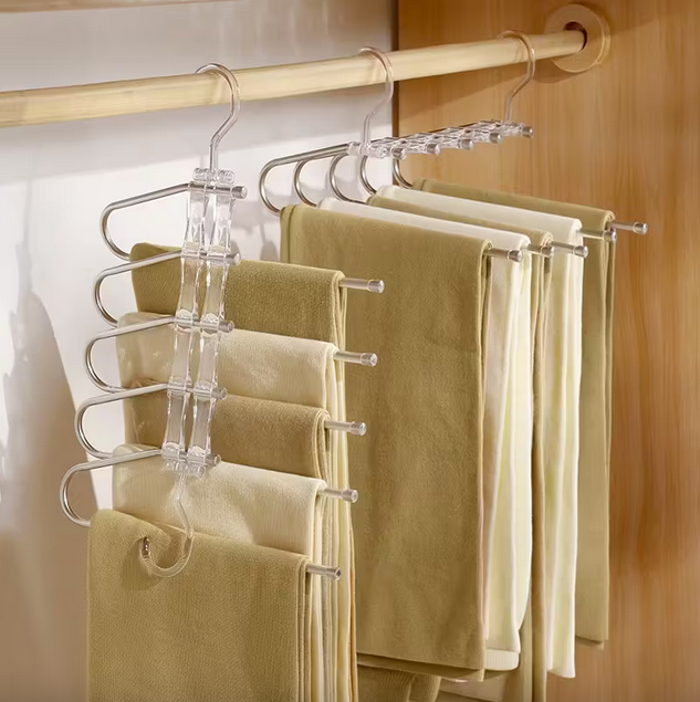5 RACK METAL/PLASTIC SPACE SAVING PANTS HANGER
