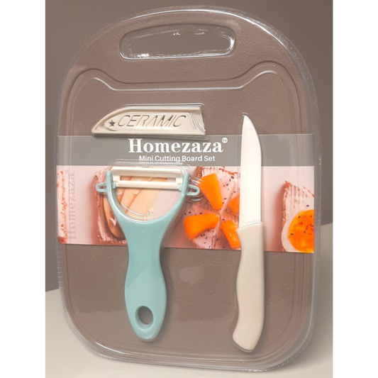 3PC FRUIT BOARD W/CERAMIC KNIFE & PEELER