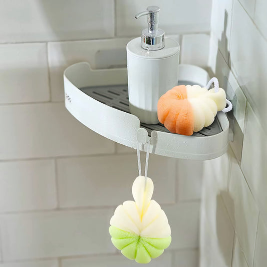 JS ADHESIVE WALL MOUNTED CORNER SHOWER SHELF WHITE