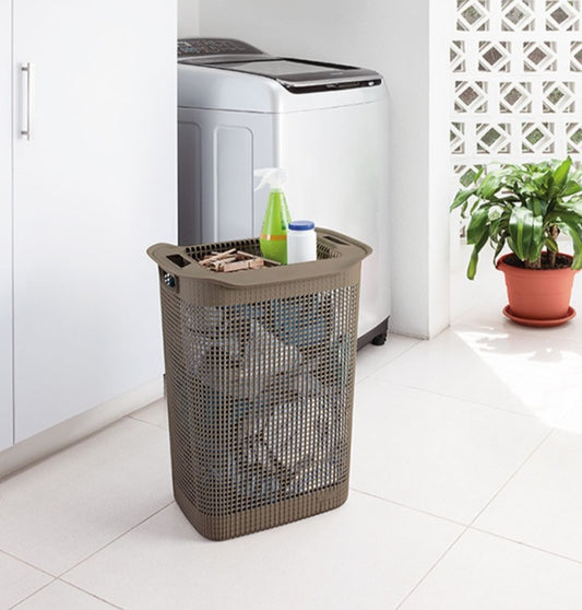 RIMAX 13.2GAL LINUM LAUNDRY HAMPER MOCHA