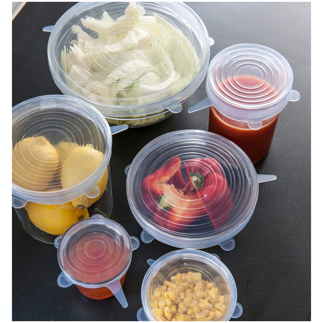 SILICONE REUSABLE FOOD COVERS 6PC SET