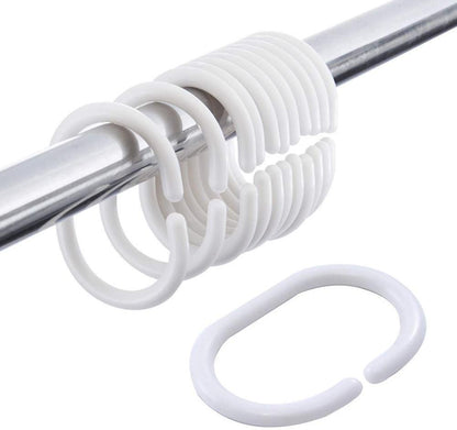 12PK PLASTIC SHOWER CURTAIN HOOKS