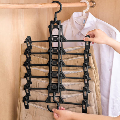 6 RACK PLASTIC PANT/SKIRT HANGER W/CLIPS