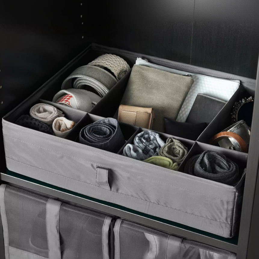 FABRIC 7 COMPARTMENT DRAWER ORGANIZER GREY