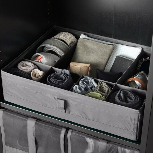 FABRIC 7 COMPARTMENT DRAWER ORGANIZER GREY