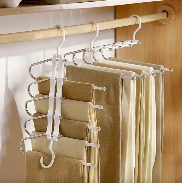 5 RACK METAL/PLASTIC SPACE SAVING PANTS HANGER