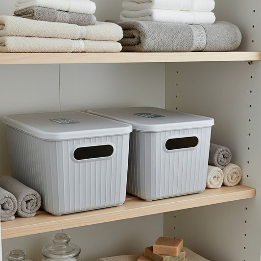 PLASTIC STORAGE BOX GREY w/FROST LID